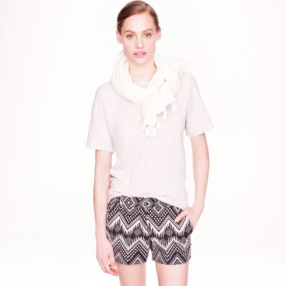 J. Crew Factory Diamond Ikat Black Cream Shorts 6